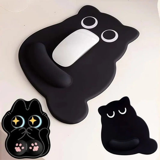 Big-eyed Cat Mouse Pad Soft Comfortable Wrist Rest Typing Pad Non-Slip Dirt-resistant Ergonomic Mouse Pad For Computer Office