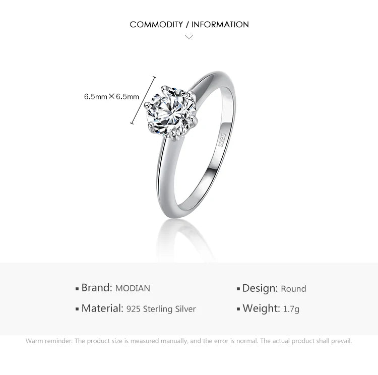 Modian New 100% 925 Sterling Silver Shine Classic AAAAA Zircon Fashion Ring For Women Wedding Fine Jewelry With Free Box Anillo
