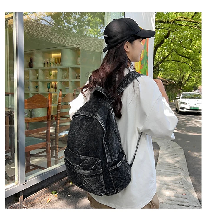 Trendy Casual ex Bapa 2024 New Sle INS Quali Forest System Girl Bapa Student Bookbag Soft Canvas Large Size