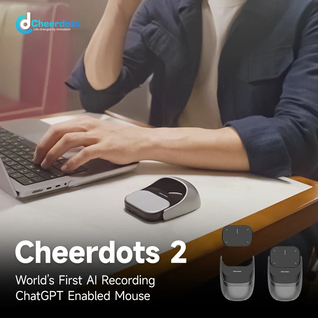 CheerTok Cheerdots2 Wireless Touchpad All-in-one Pocket AirMouse AI Recording ChatGPT Enabled Mouse Presenter Smart Phone Remote
