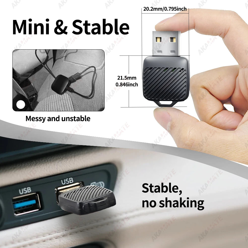 Wireless Mini CarPlay Adapter for VW Toyota Audi for OEM Wired to Wireless CarPlay Android Auto Type-C USB Plug and Play Dongle