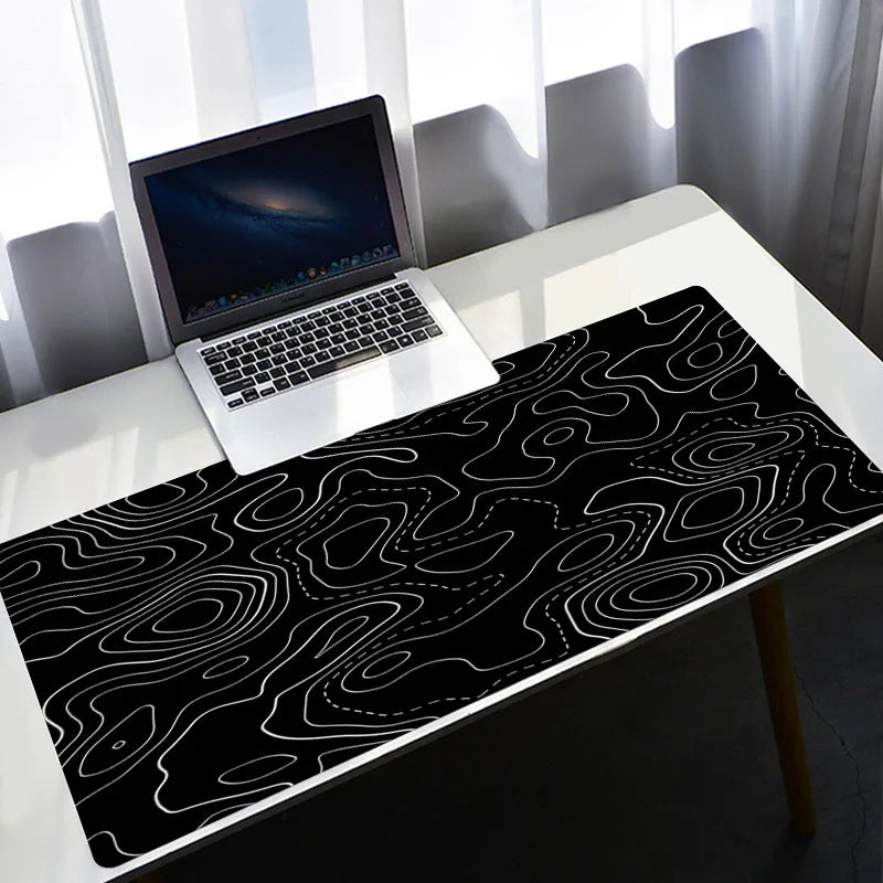 Strata Liquid Stains Black Mouse Pad 90x40 Topographic Big Mousepad Company Gamer Rug Deskmat Deskpad Personalized DropShipping