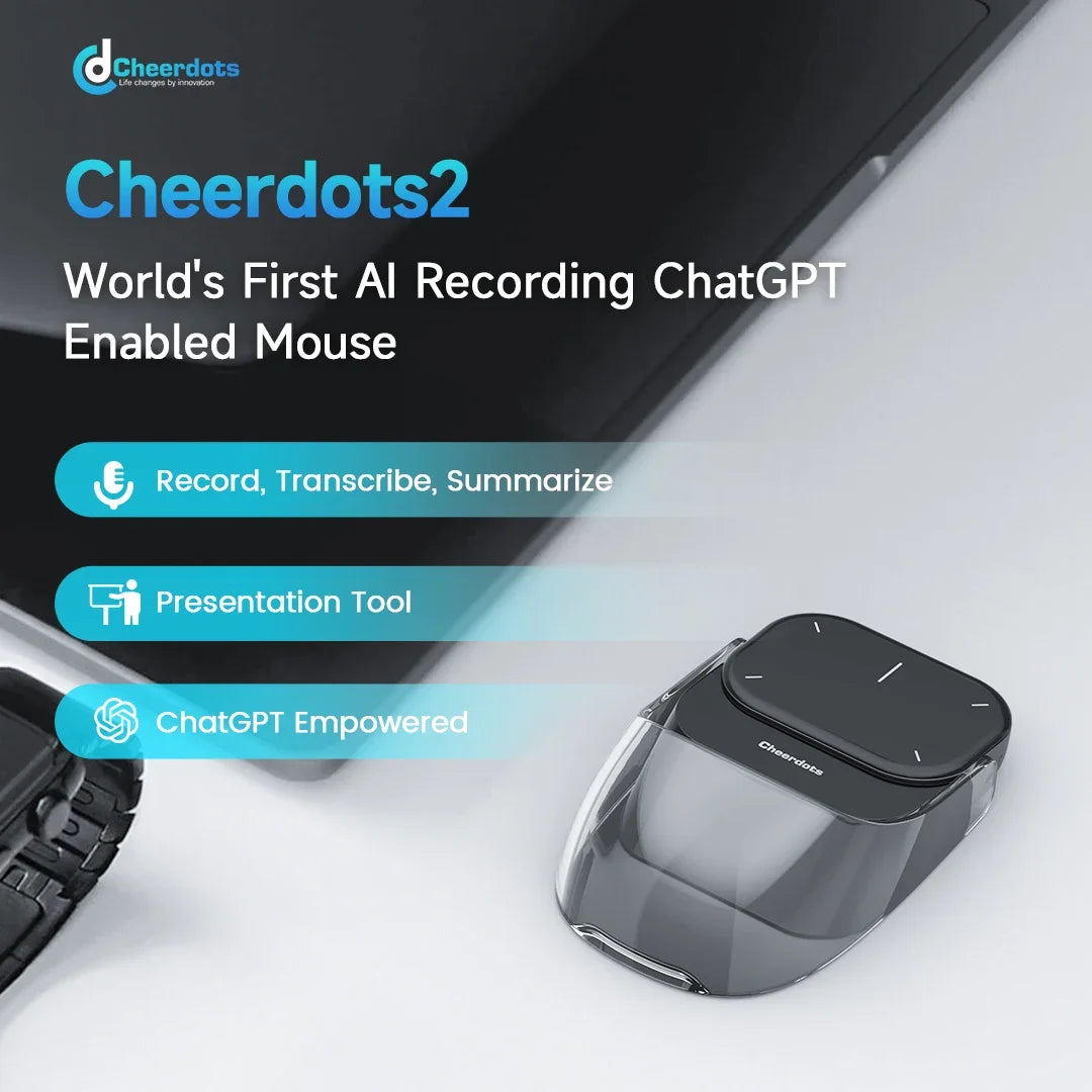CheerTok Cheerdots2 Wireless Touchpad All-in-one Pocket AirMouse AI Recording ChatGPT Enabled Mouse Presenter Smart Phone Remote
