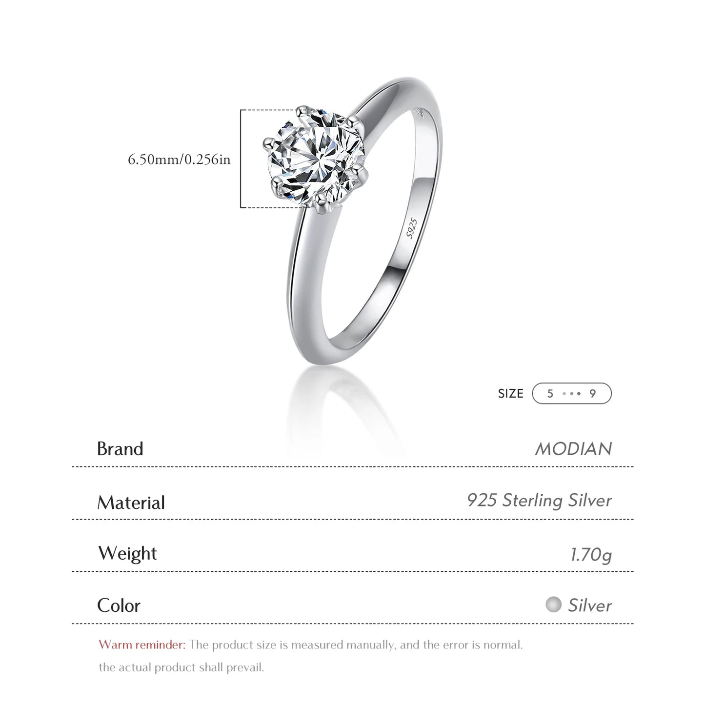 Modian New 100% 925 Sterling Silver Shine Classic AAAAA Zircon Fashion Ring For Women Wedding Fine Jewelry With Free Box Anillo