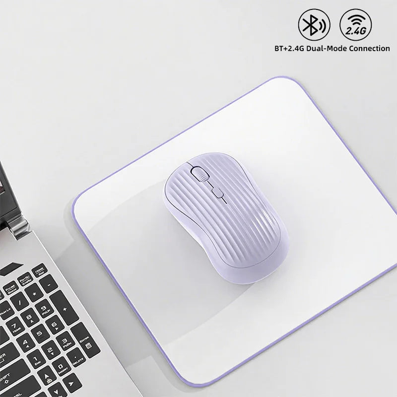 Type-C Rechargeable 2.4G Bluetooth Dual Mode Wireless Mouse Ergonomic Fashion Silent Mouse Desktop Laptop Tablet for iPhone iPad
