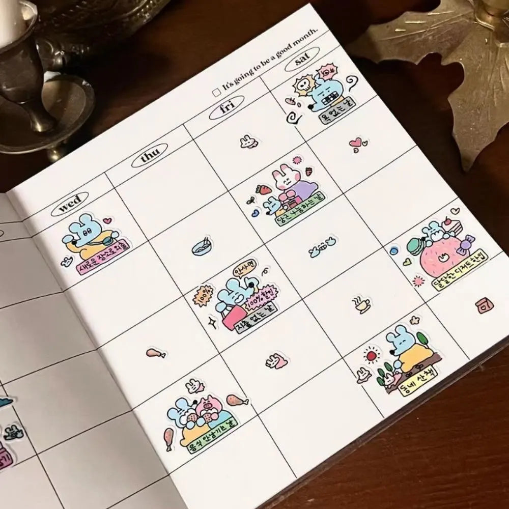 1/5 Pcs Graffiti Little Mouse 2 100 Days Challenge Korean Ins Cartoon Handbag Stickers Guben Material Stickers