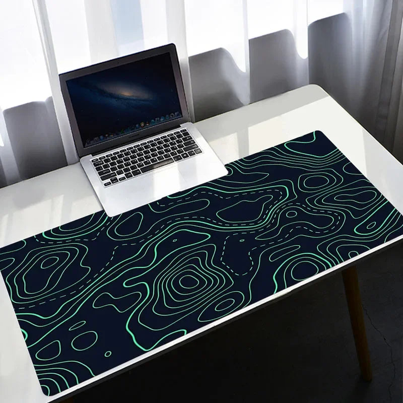 Strata Liquid Stains Black Mouse Pad 90x40 Topographic Big Mousepad Company Gamer Rug Deskmat Deskpad Personalized DropShipping