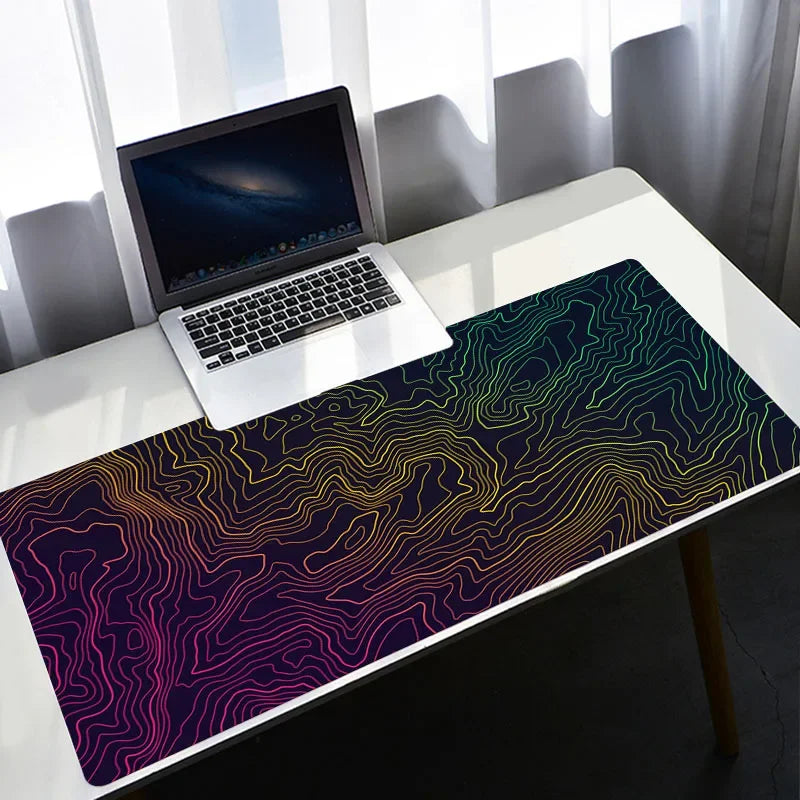 Strata Liquid Stains Black Mouse Pad 90x40 Topographic Big Mousepad Company Gamer Rug Deskmat Deskpad Personalized DropShipping