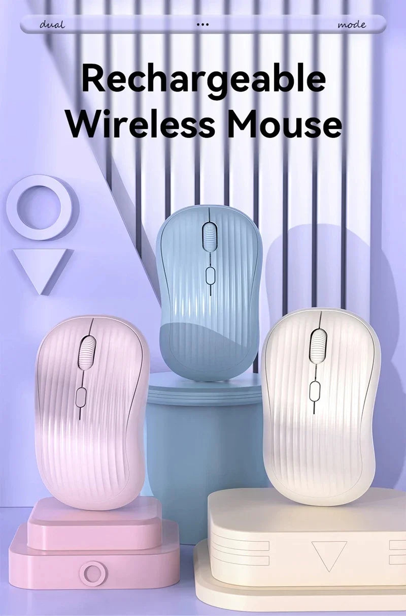 Type-C Rechargeable 2.4G Bluetooth Dual Mode Wireless Mouse Ergonomic Fashion Silent Mouse Desktop Laptop Tablet for iPhone iPad