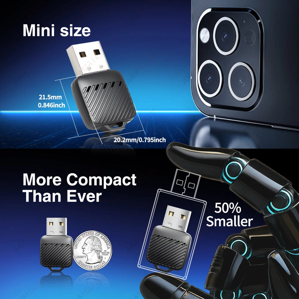 Wireless Mini CarPlay Adapter for VW Toyota Audi for OEM Wired to Wireless CarPlay Android Auto Type-C USB Plug and Play Dongle