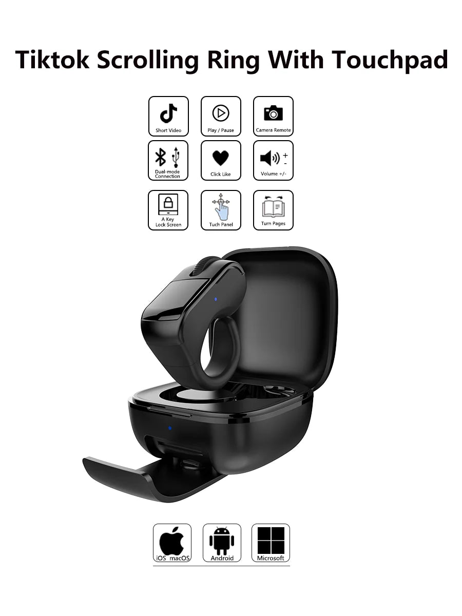 Ring Mouse Bluetooth 2.4g Dual-Mode Wide Rechargeable Mini Light Weight Compatible Remote Control Short Video Speech Selfie Scan
