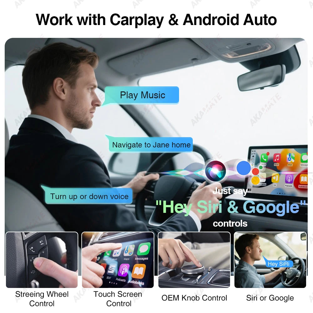 Wireless Mini CarPlay Adapter for VW Toyota Audi for OEM Wired to Wireless CarPlay Android Auto Type-C USB Plug and Play Dongle