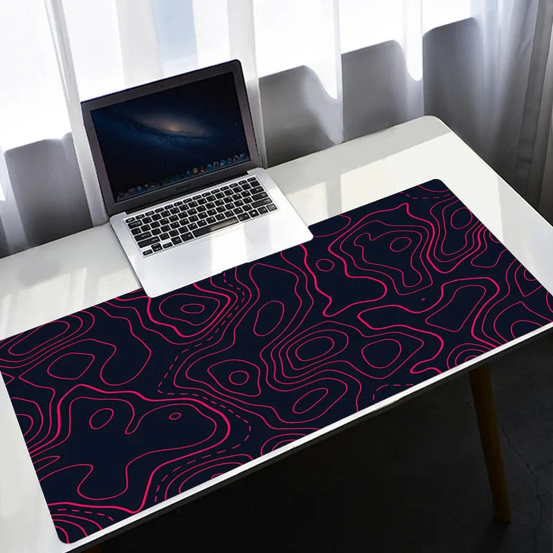 Strata Liquid Stains Black Mouse Pad 90x40 Topographic Big Mousepad Company Gamer Rug Deskmat Deskpad Personalized DropShipping