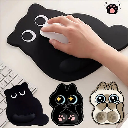 Big-eyed Cat Mouse Pad Soft Comfortable Wrist Rest Typing Pad Non-Slip Dirt-resistant Ergonomic Mouse Pad For Computer Office